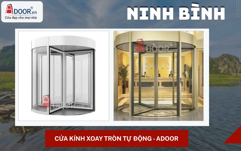 Cửa kính tự động Ninh Bình - cửa xoay tròn tự động Adoor
