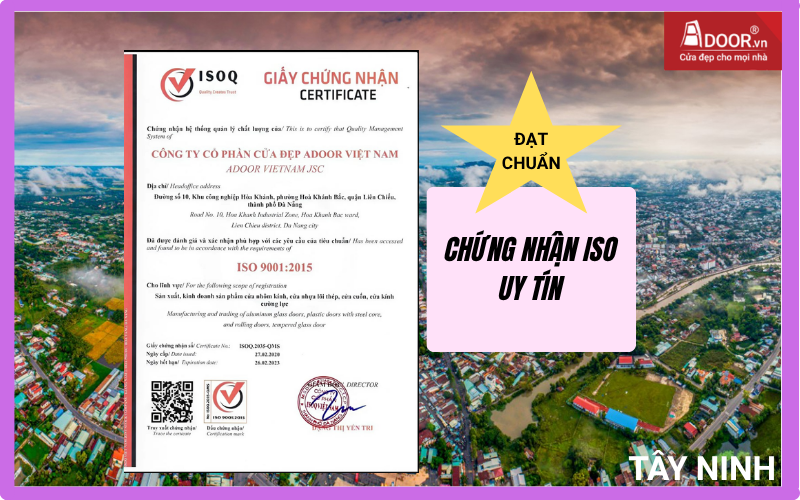 chứng nhận ISO uy tín cửa cuốn Đài Loan Tây Ninh