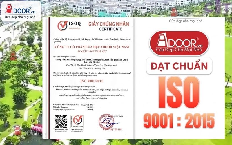 Adoor đạt tiêu chuẩn ISO 9001:2015 Adoor đạt tiêu chuẩn ISO 9001:2015