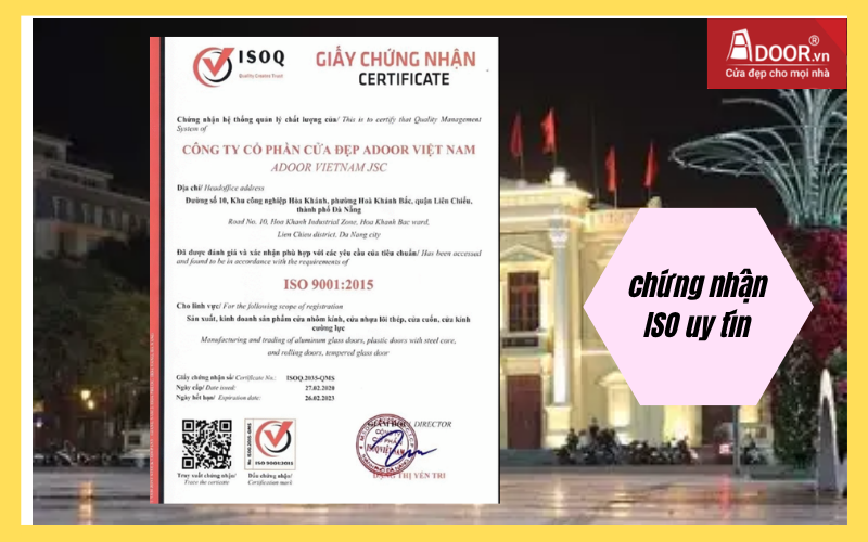 chứng nhận ISO uy tín cửa cuốn Đài Loan Hải Phòng