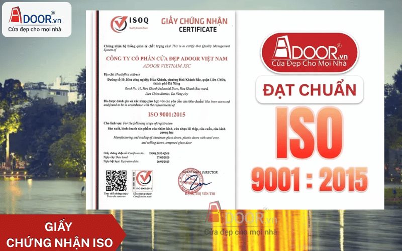 Giấy chứng nhận Adoor đạt chuẩn ISO