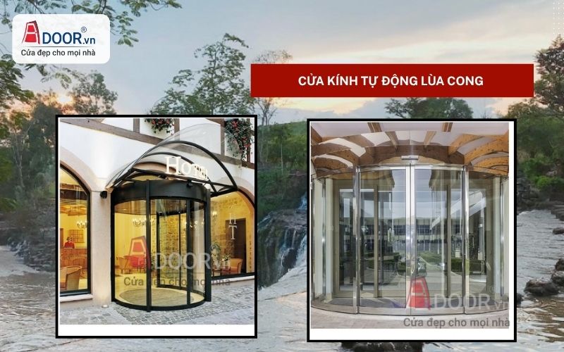Cửa kính tự động Trảng Bom lùa cong