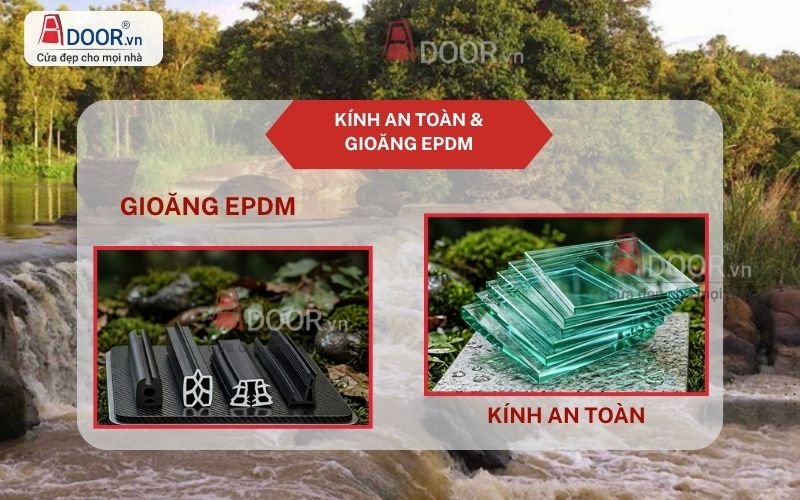 Hệ đệm gioăng EPDM và kính cường lực trong cửa kính tự động Định Quán