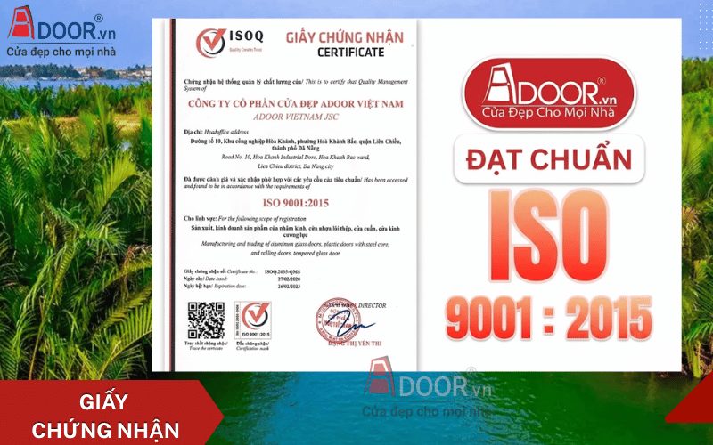 Giấy chứng nhận đạt chuẩn ISO - Adoor