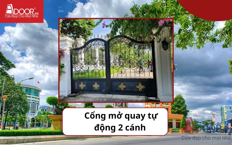 Cổng mở quay 2 cánh - Cửa cổng tự động Bà Rịa