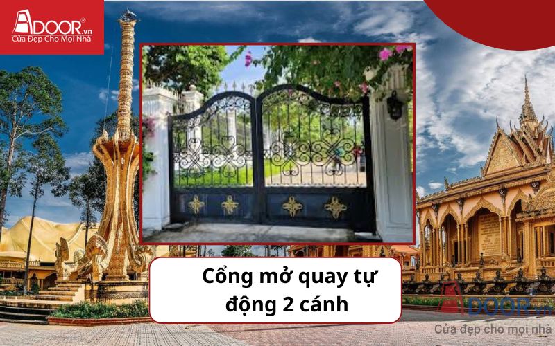 Cổng mở quay 2 cánh - Cửa cổng tự động Trà Vinh