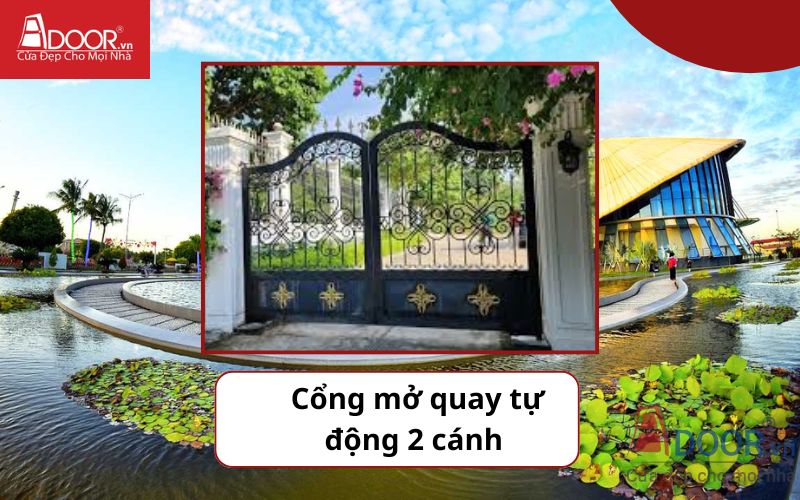 Cổng mở quay 2 cánh - Cửa cổng tự động Bạc Liêu