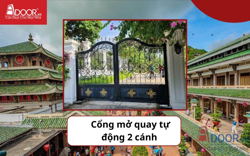 Cổng mở quay 2 cánh - Cửa cổng tự động Châu Đốc