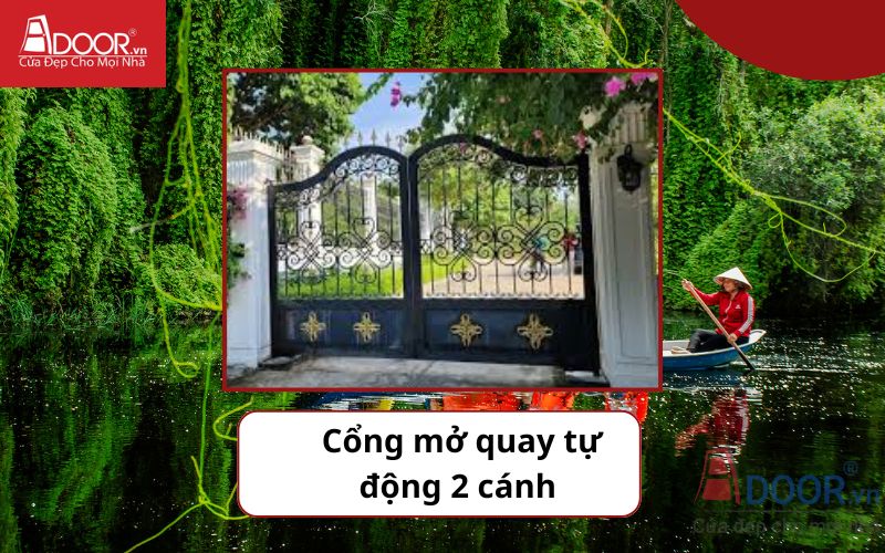 Cổng mở quay 2 cánh - Cửa cổng tự động Long An