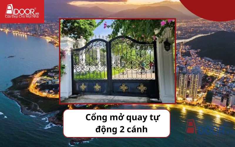 Cổng mở quay 2 cánh - Cửa cổng tự động Nha Trang