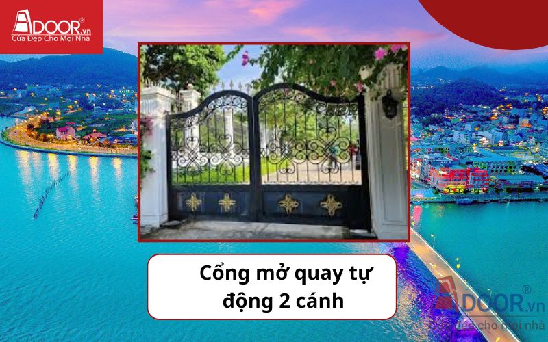 Cổng mở quay 2 cánh - Cửa cổng tự động Kiên Giang