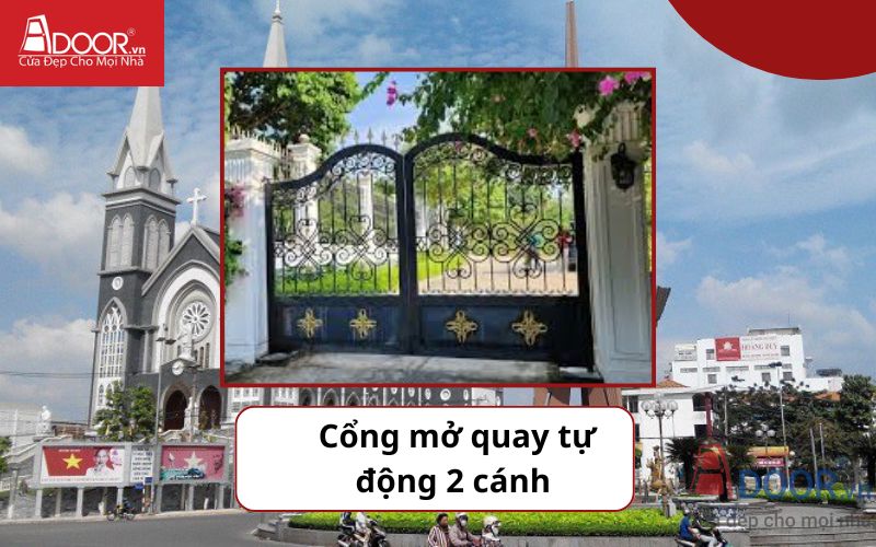 Cổng mở quay 2 cánh - Cửa cổng tự động Thủ Dầu Một