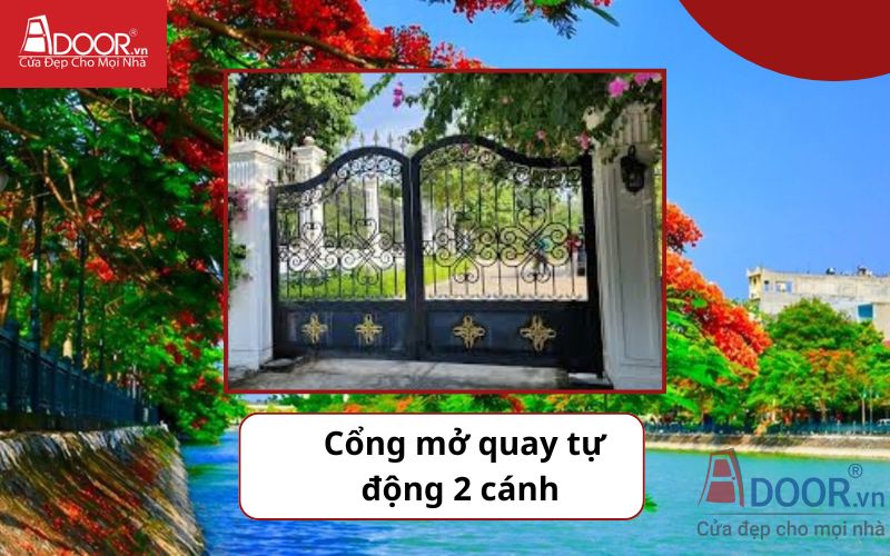 Cổng mở quay 2 cánh - Cửa cổng tự động Hải Phòng 