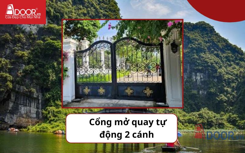 Cổng mở quay 2 cánh - Cửa cổng tự động Hoa Lư