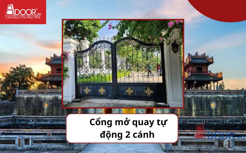 Cổng mở quay 2 cánh - Cửa cổng tự động Huế
