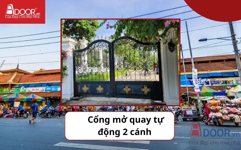 Cổng mở quay 2 cánh - Cửa cổng tự động Quận 6