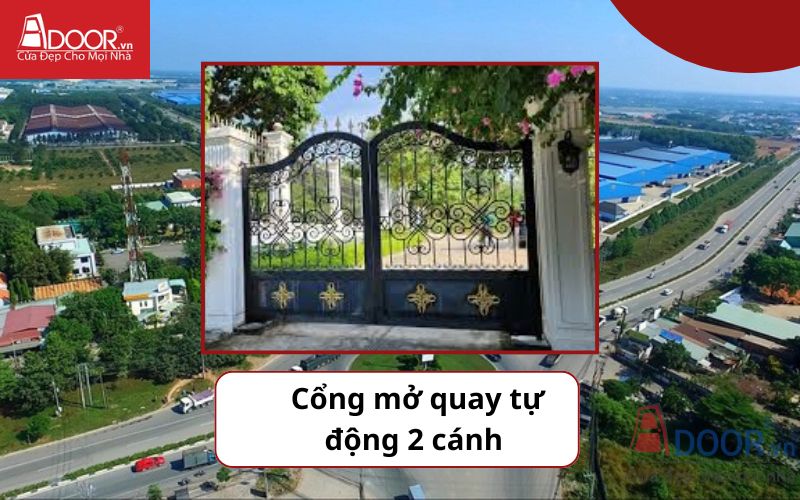 Cổng mở quay 2 cánh - Cửa cổng tự động Tân Uyên