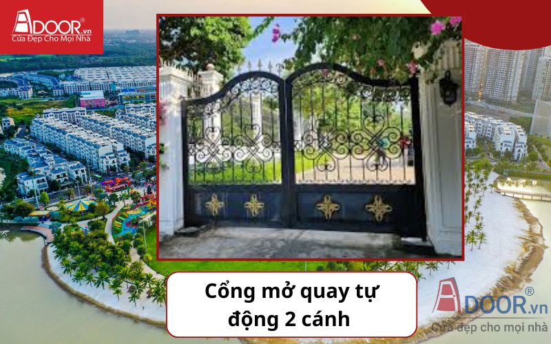 Cổng mở quay 2 cánh - Cửa cổng tự động Quận 9