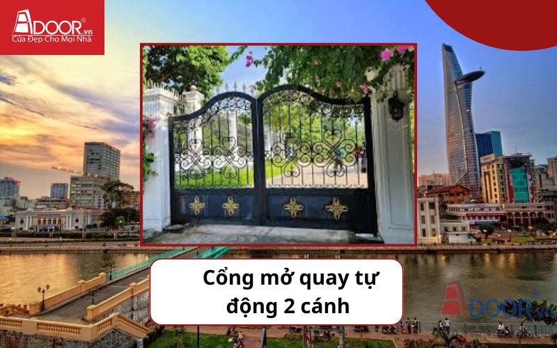 Cổng mở quay 2 cánh - Cửa cổng tự động Quận 4