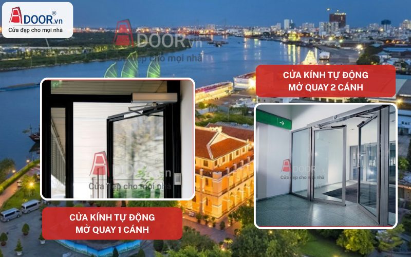 Cửa kính tự động Quận 4 HCM mở quay