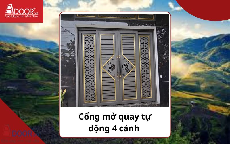 Cổng mở quay 4 cánh - Cửa cổng tự động Lào Cai