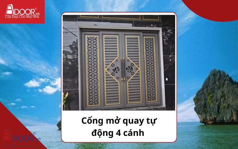 Cổng mở quay 4 cánh - Cửa cổng tự động Hà Tiên