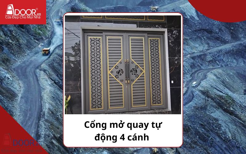 Cổng mở quay 4 cánh - Cửa cổng tự động Quảng Ninh