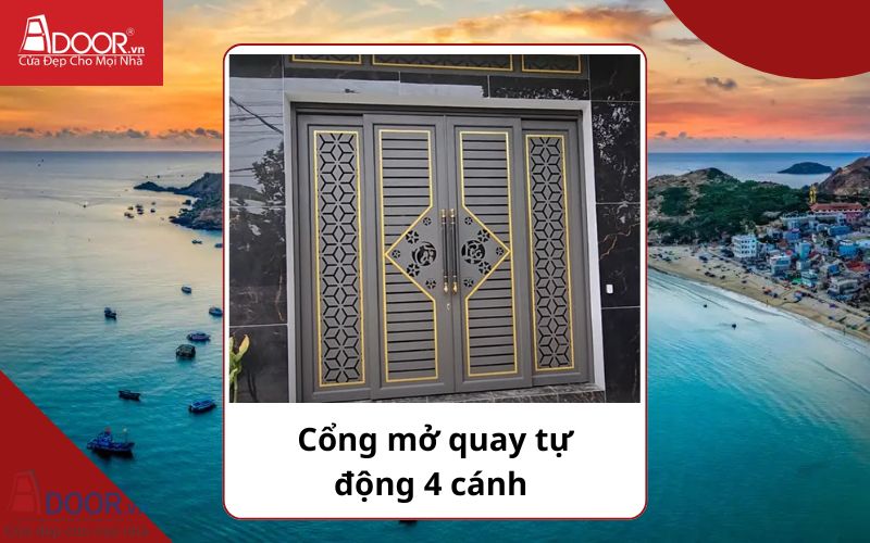 Cổng mở quay 4 cánh - Cửa cổng tự động Quy Nhơn Cổng mở quay 4 cánh - Cửa cổng tự động Quy Nhơn
