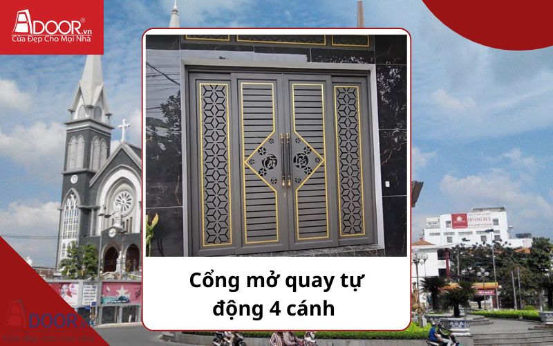 Cổng mở quay 4 cánh - Cửa cổng tự động Thủ Dầu Một