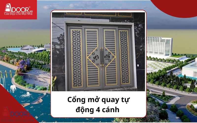 Cổng mở quay 4 cánh - Cửa cổng tự động Phổ Yên Cổng mở quay 4 cánh - Cửa cổng tự động Phổ Yên