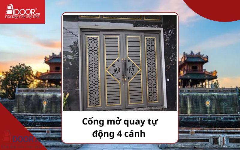 Cổng mở quay 4 cánh - Cửa cổng tự động Huế