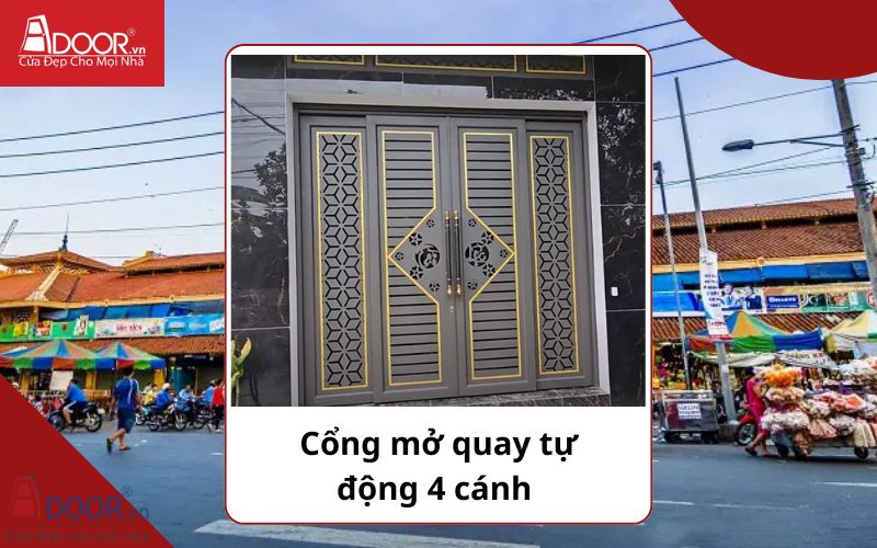 Cổng mở quay 4 cánh - Cửa cổng tự động Quận 6