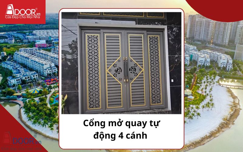 Cổng mở quay 4 cánh - Cửa cổng tự động Quận 9