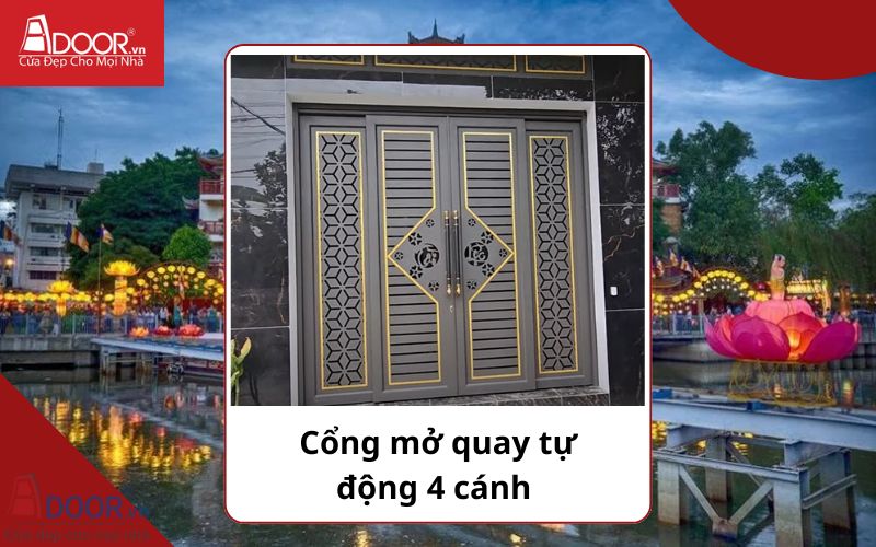 Cổng mở quay 4 cánh - Cửa cổng tự động Phú Nhuận