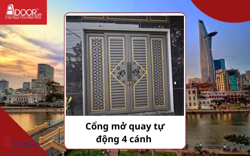 Cổng mở quay 4 cánh - Cửa cổng tự động Quận 4