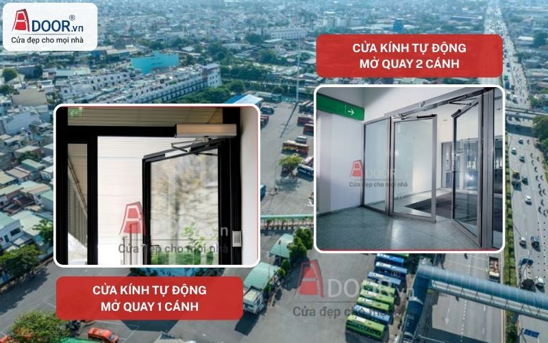 Cửa kính tự động mở quay 2 cánh Adoor