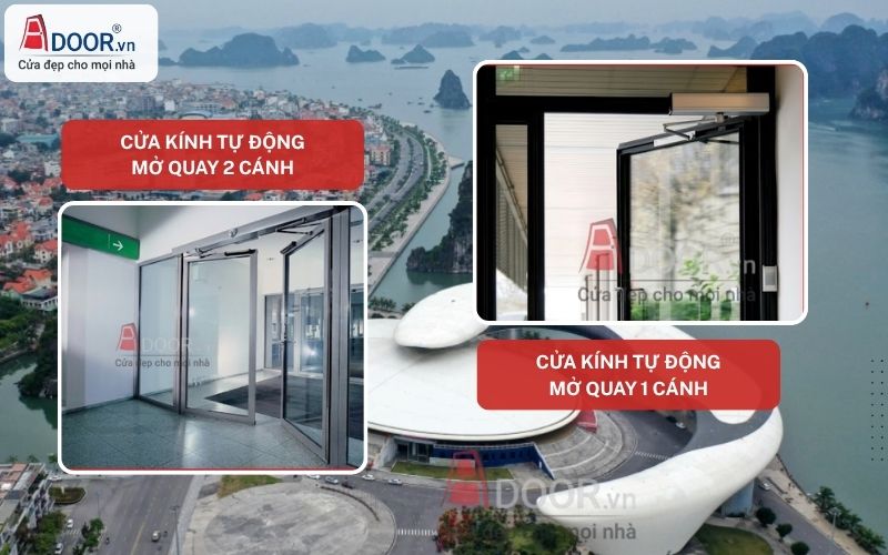 Cửa kính tự động Uông Bí mở quay 1-2 cánh đẩy Cửa kính tự động Uông Bí mở quay 1-2 cánh đẩy