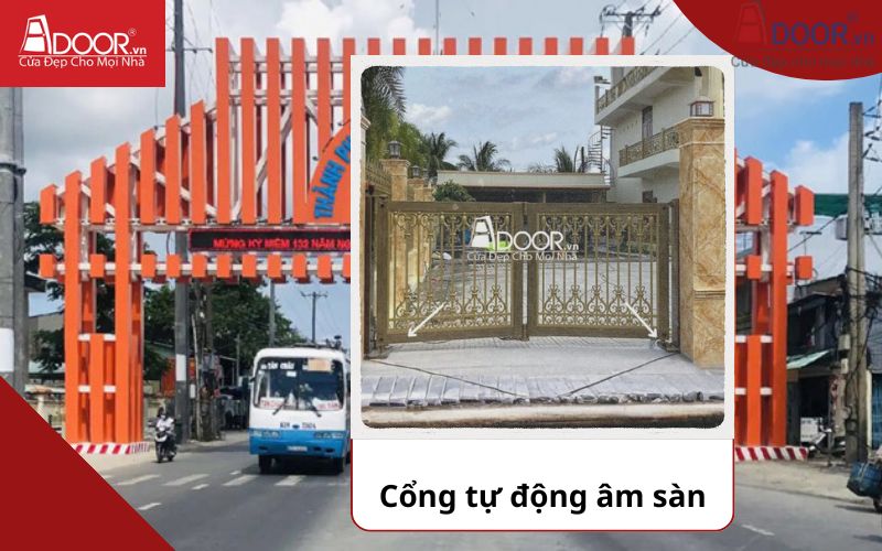 Cổng âm sàn - Cửa cổng tự động Long Xuyên
