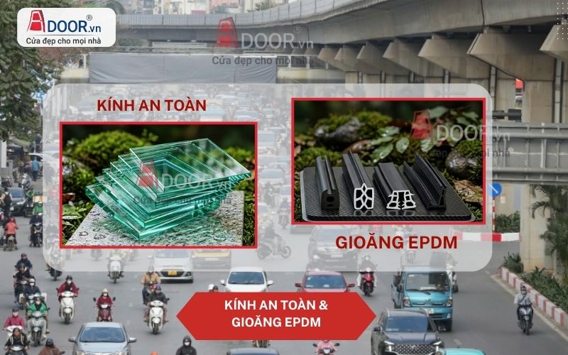 Hệ gioăng kín EPDM cách âm và kính cường lực Hệ gioăng kín EPDM cách âm và kính cường lực