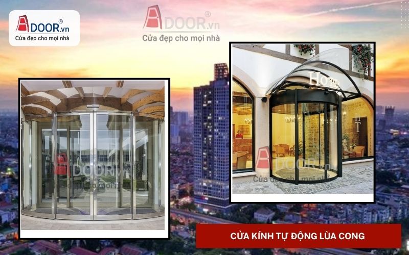 Hệ cửa kính tự động Hà Đông lùa cong Hệ cửa kính tự động Hà Đông lùa cong