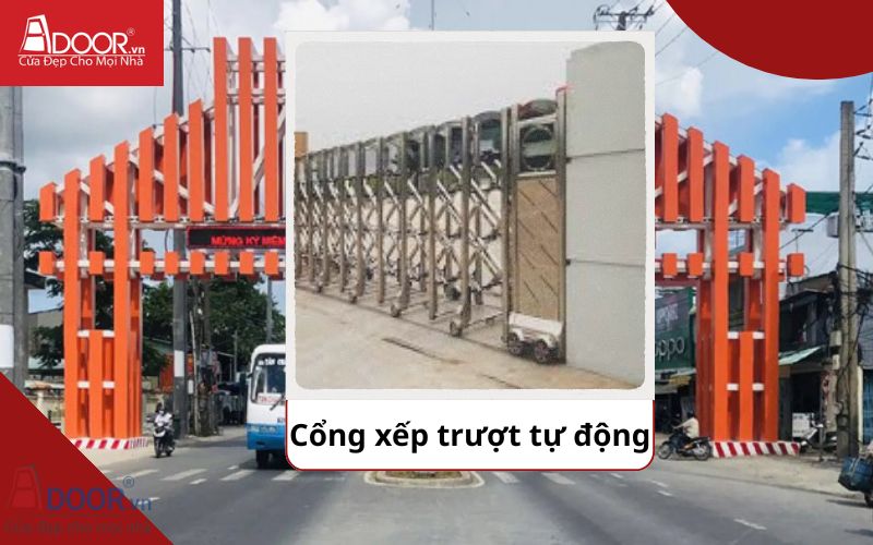 Cổng xếp - Cửa cổng tự động Long Xuyên