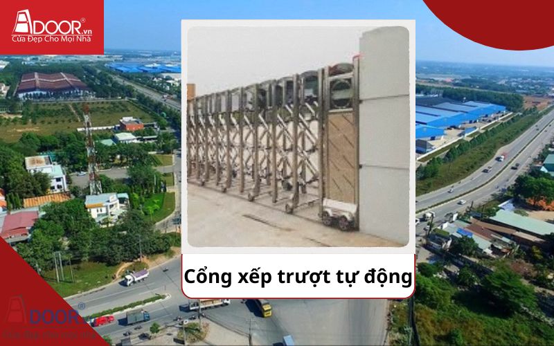 Cổng xếp - Cửa cổng tự động Tân Uyên