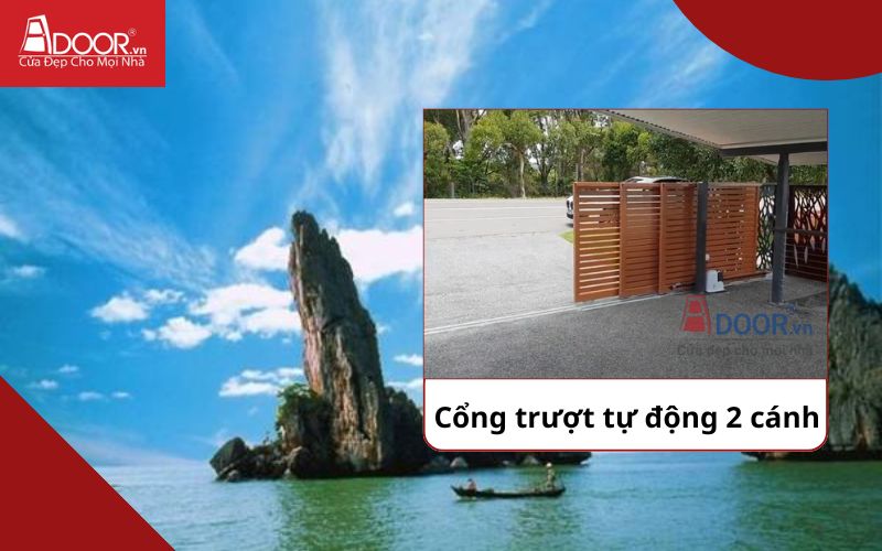 Cổng trượt 2 cánh - Cửa cổng tự động Hà Tiên