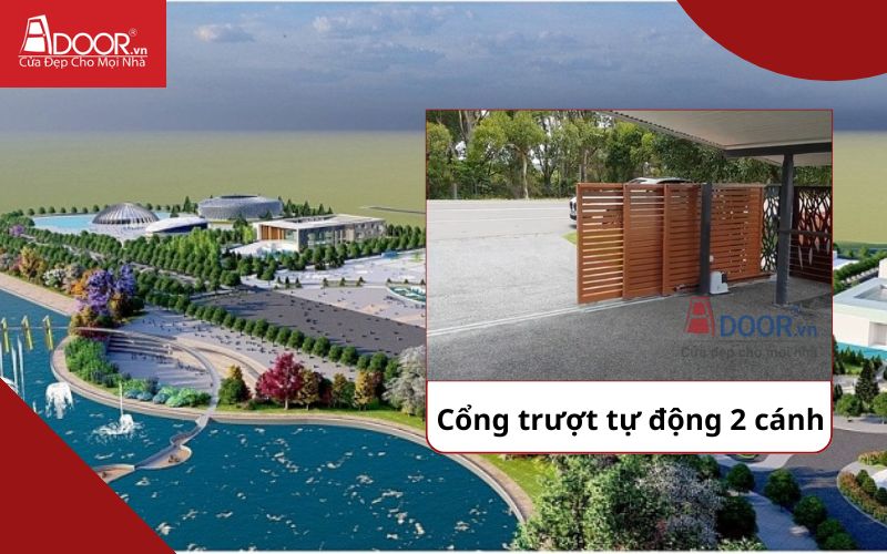 Cổng trượt 2 cánh - Cửa cổng tự động Phổ Yên Cổng trượt 2 cánh - Cửa cổng tự động Phổ Yên