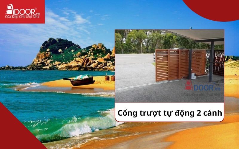 Cổng trượt 2 cánh - Cửa cổng tự động Phan Thiết