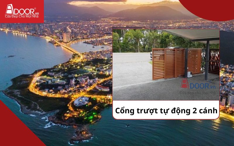 Cổng trượt 2 cánh - Cửa cổng tự động Nha Trang