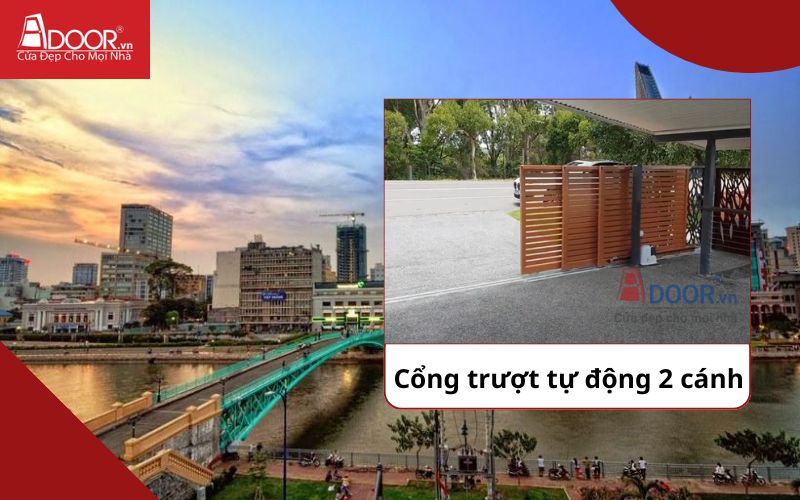 Cổng trượt 2 cánh - Cửa cổng tự động Quận 4