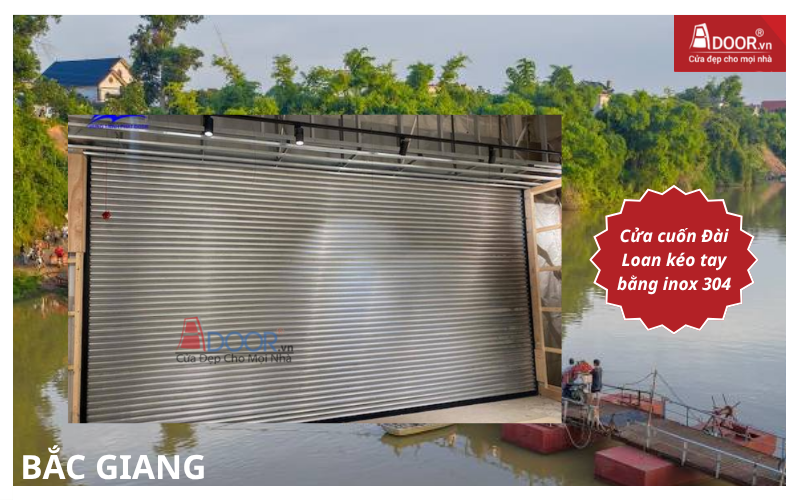 Cửa cuốn Đài Loan kéo tay bằng inox 304 cửa cuốn Đài Loan Bắc Giang