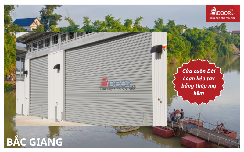 Cửa cuốn Đài Loan kéo tay bằng thép mạ kẽm Adoor cửa cuốn Đài Loan Bắc Giang