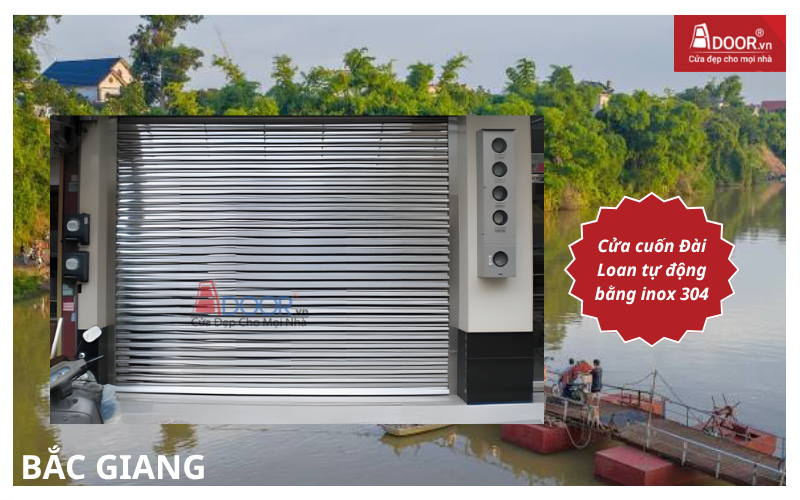 Cửa cuốn Đài Loan tự động bằng inox 304 cửa cuốn Đài Loan Bắc Giang